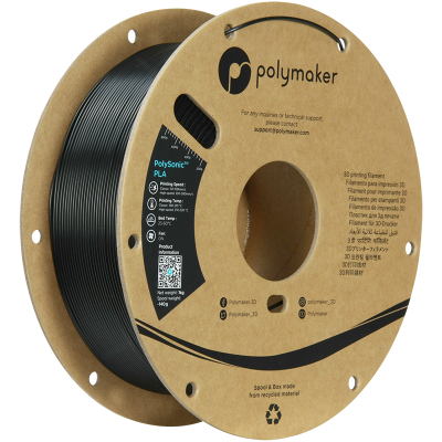Polymaker PolySonic PLA Filament - High Speed PLA Black - 1KG 1.75mm