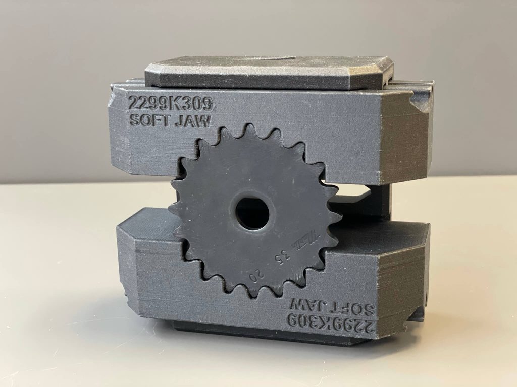 a markforged 3d printed pair of soft jaws
