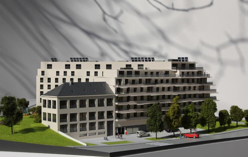 a 3d printed architectural model of a large hospital building in LA