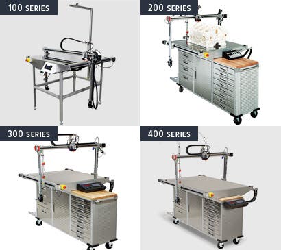 the array of 3dp workseries 3d printers: 100 series, 200 series, 300 series, and 400 series