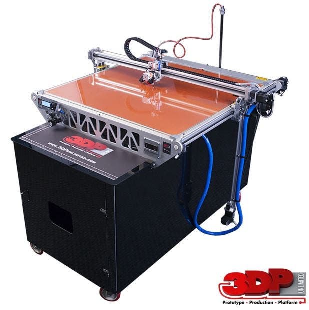 a 3dp1000 workbench producing a print