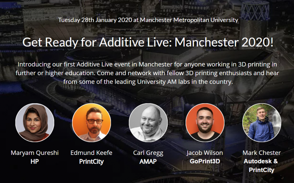 poster for additive live: manchester 2020 event