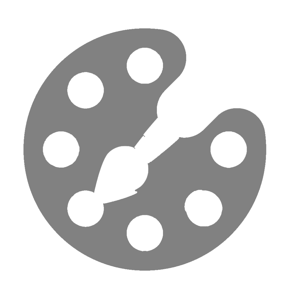 A stylised paint brush and easel