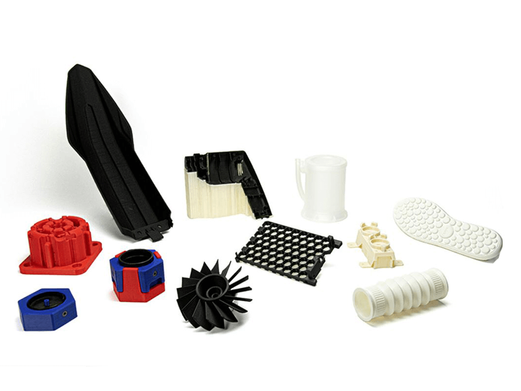 an assortment of bcn 3d printed parts