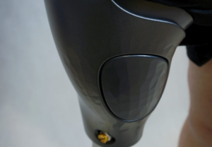 Close-up photo of 3D printed prosthetic leg that has been post-processed with vapour