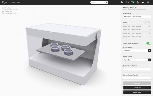 a 3d rendering of a part on markforged eiger software