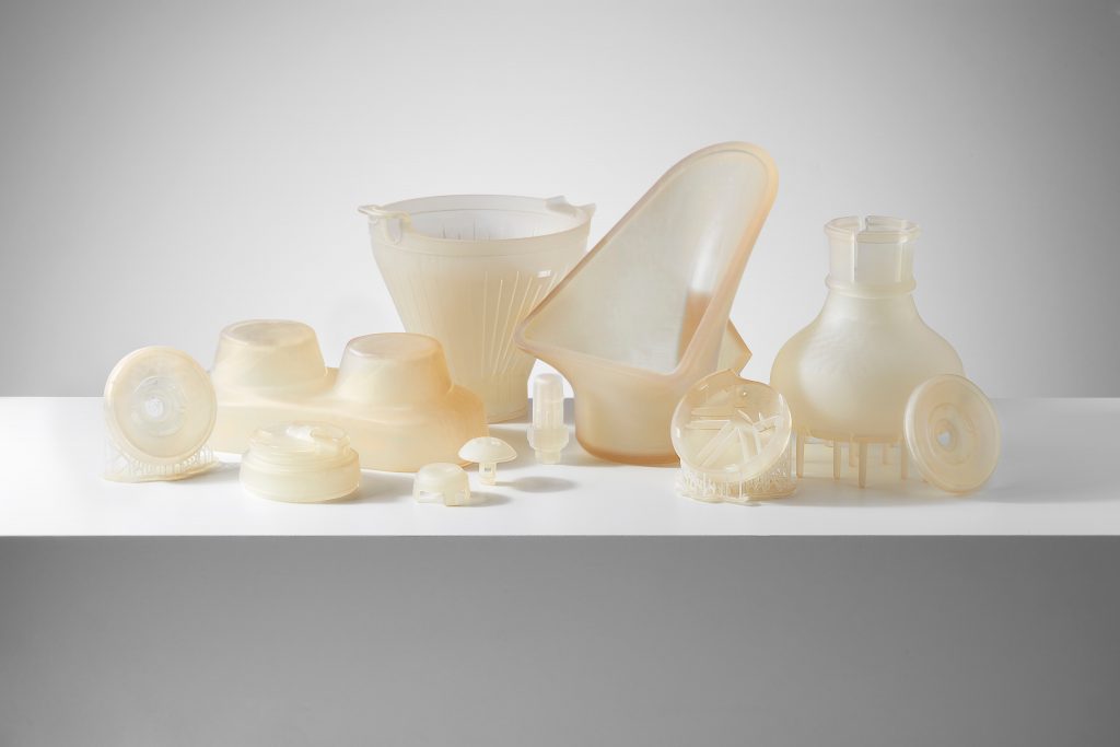 an assortment of 3d printed objects created in Formlabs high temp resin