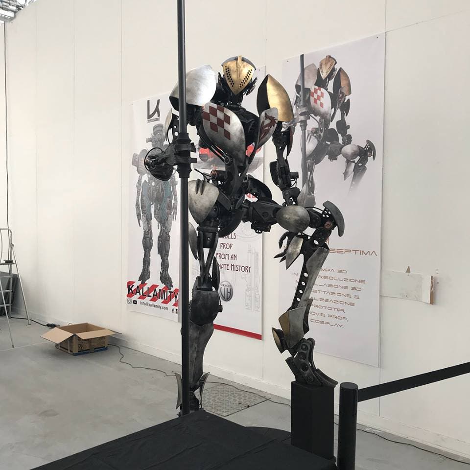 a lifesize 3d printed model of a fantasy knight
