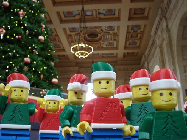 a set of 3d printed lego christmas figurines