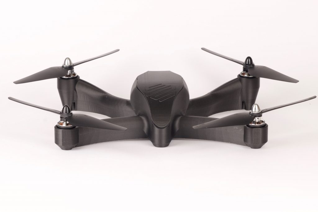 a 3d printed drone pictured with the markforged logo