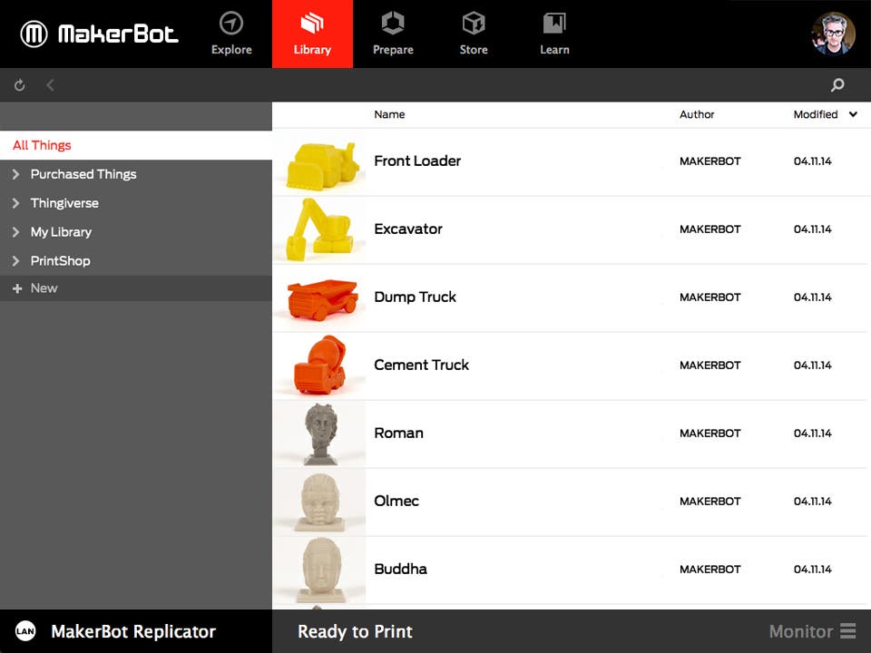 a rendering of a "stanford bunny" on makerbot software