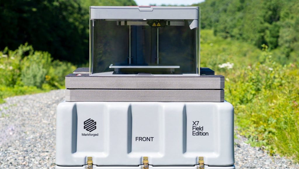 Markforged X7 field edition printer in an outdoors setting