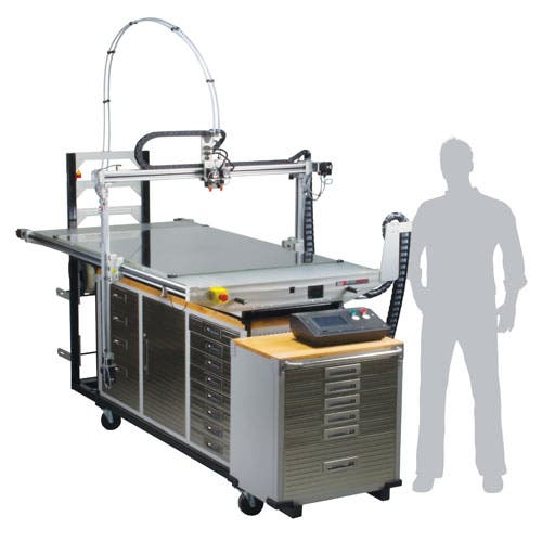 a man next to a workseries 400 3d printer