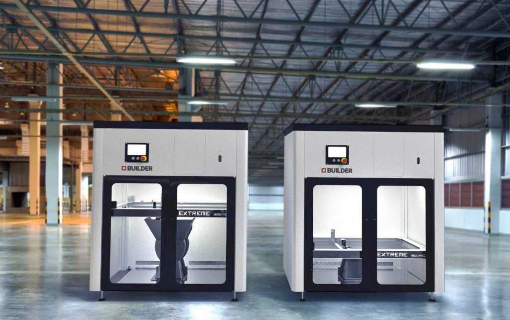 Two Builder Extreme 1500 3D printers