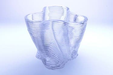 a 3d printed part in transparent glass