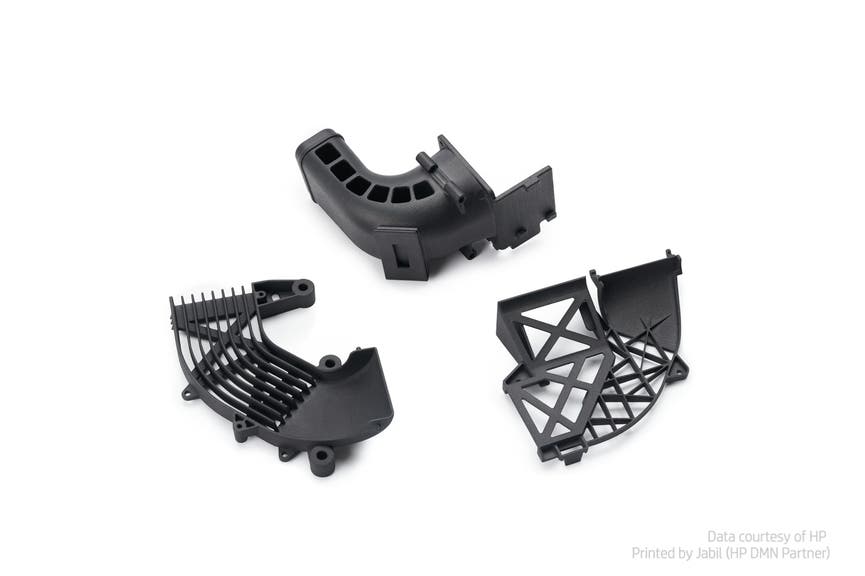 HP 3d printed parts, including racing track and piping