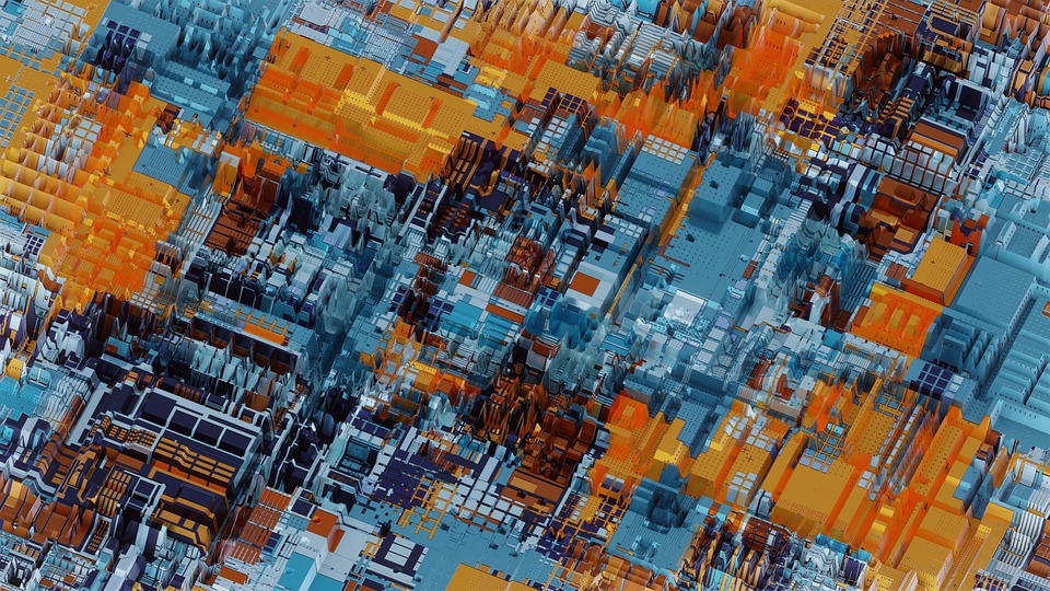 An artistic aerial view of a cityscape