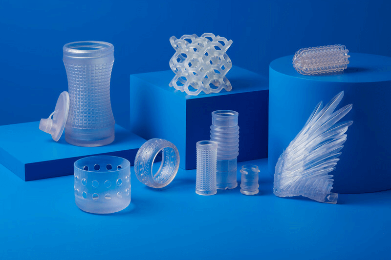 a selection of sla 3d printed parts