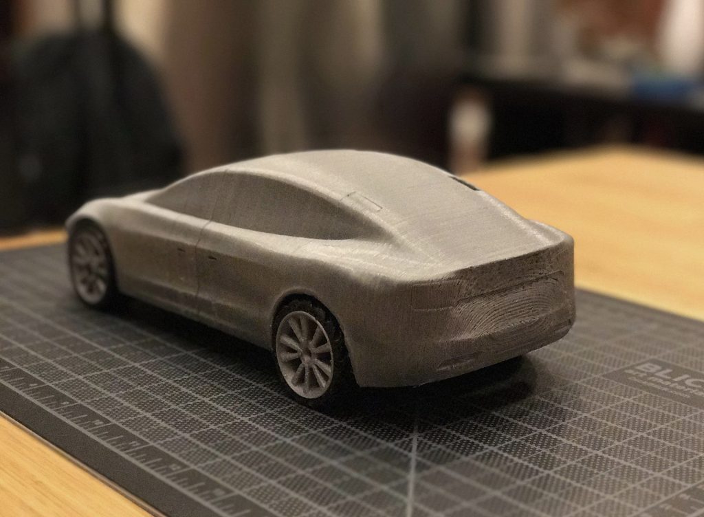 A 3D printed model of the Tesla model 3