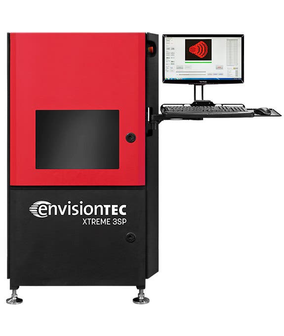 the envisiontec xtreme 3sp 3d printer with computer monitor