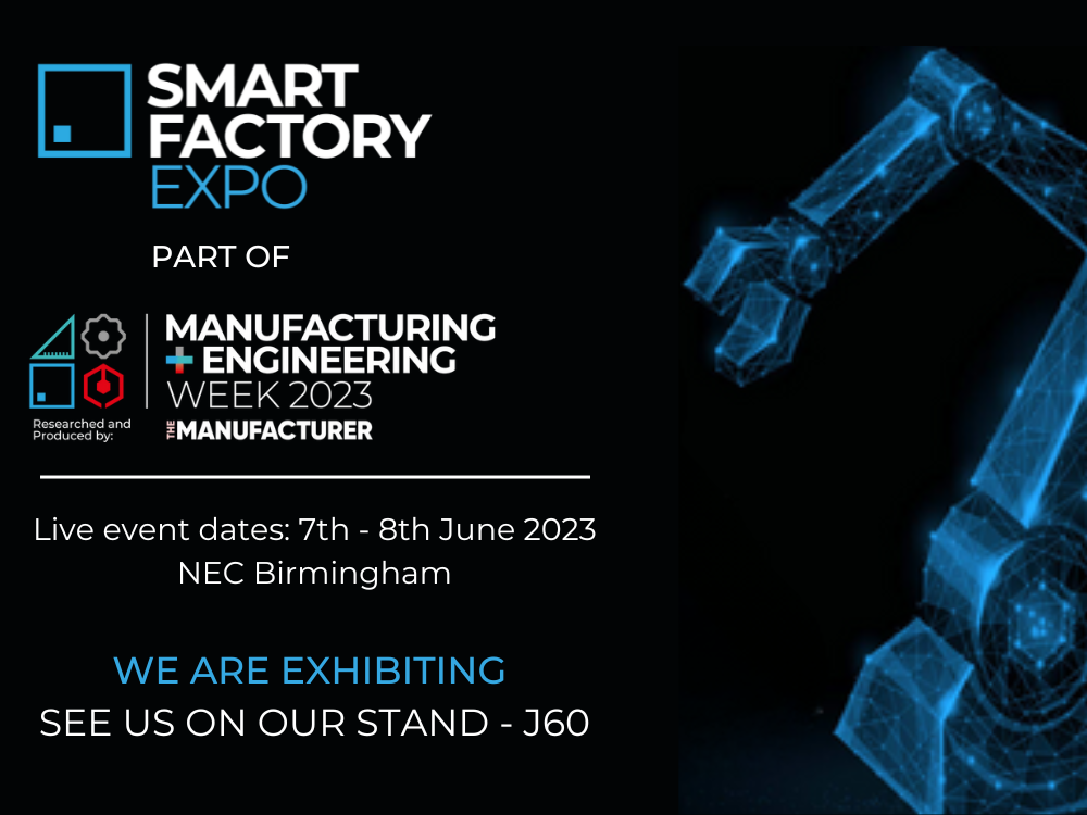 Poster for the Smart Factory Expo, part of Manufacturing and Engineering Week 2023.