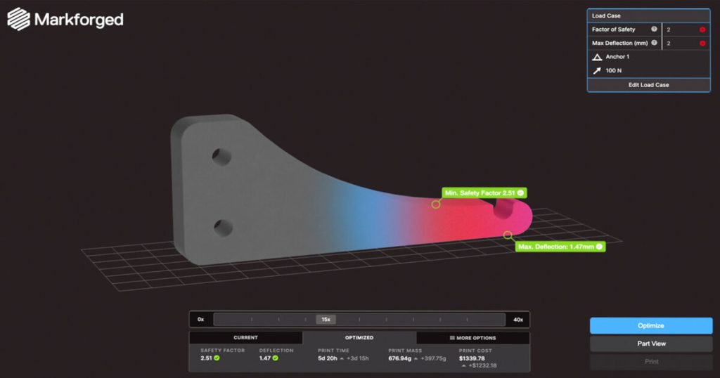 Splicing an object in Markforged's Eiger software.