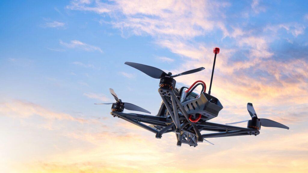 3D printed drone flying in the sky